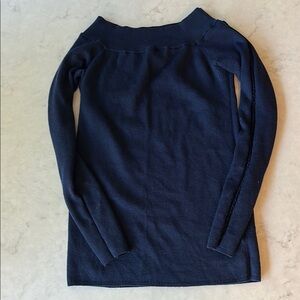 Banana Republic Dark Blue Navy Women's Off-Shoulder Wool Sweater Sz Small